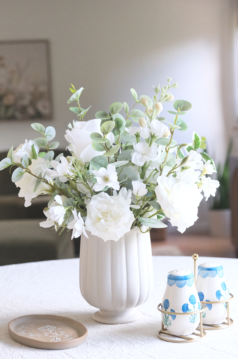Sage Green & White Arrangement - Vase Included