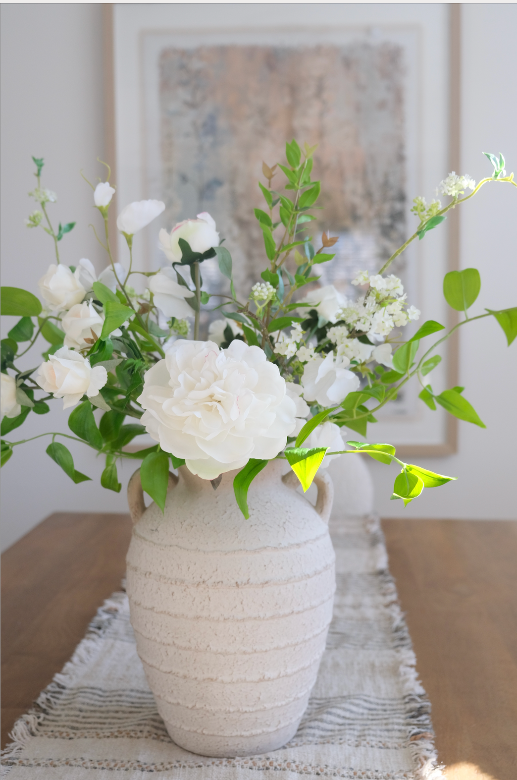 Real-Touch Peony & Roses Arrangement - Vase Included
